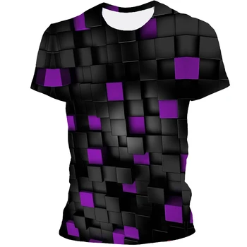 021 naujas 3D aikštėje asmeninį vyriški T-shirt, su asmenybė, unikali spalva, 3D apvalios kaklo trumparankoviai marškinėliai
