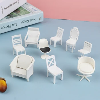 1:20 Miniatiūriniai Lėlių 9 Stiliaus Balto Plastiko Baldai, Kėdės, Sofa-Lova, Kėdė Modelis Doll House Dekoro Žaislas