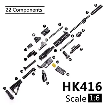 1:6 PUBG M416 HK416 Šautuvas Asamblėjos Ginklą Modelio Surinkimas Galvosūkiai Statybinės Plytos, skirtos Veiksmų Skaičius, Gundam Modelio Rinkinio Žaislai