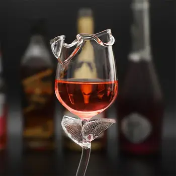 1 VNT Išgalvotas Red Wine Goblet Vyno Kokteilis Akinius 100ml Rožių Žiedų Formos Vyno taurė