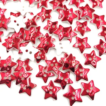100vnt 12,5 mm, Metallic Red Star 2 Skyles, Mygtukai, Siuvimo Suknelė Marškinėliai vaiko Drabužių Siuvimo Iškarpos Kalėdų Amatai PT301