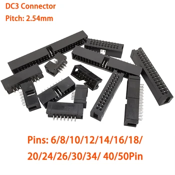 100vnt DC3 Vyras Tiesiai Pin PCB Antraštė Jungtis DC3 6-50P 2.54 mm Žingsnio Lizdas Antraštė ISP Vyrų dvigubais tarpais IDC JTAG Connecto