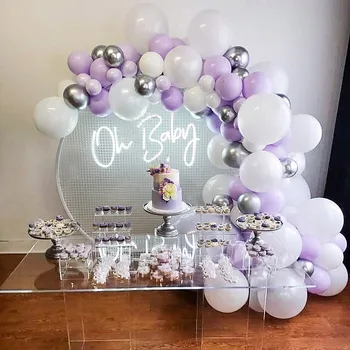 103Pcs Violetinė Balionų Girliandą Arch Rinkinys Pastelinės Violetinės Aukso Balta Kolbų Gimtadienio Baby Shower Vestuvės Šalies Decort