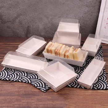 10vnt Kepimo Pyragas Dėžės Ir Pakavimo Dėžutė Slapukus, Aišku, Dangtelis Tepalo-įrodymas, Kraft Popieriaus Dėžės Sandwich Konteineriai Namų Kavinė