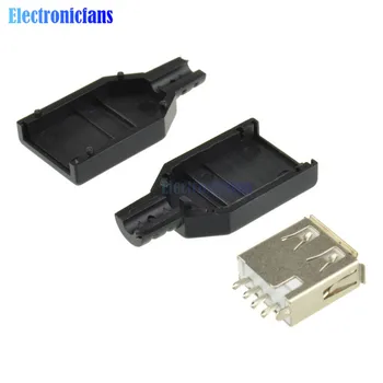10VNT USB 2.0 Tipas A Kištukas 4-pin Female Adapter Contor jack Plastikinis Dangtis