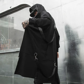11 BYBB TAMSU Vedlys Žaliojo Striukė Vyrams Gothic Punk Streetwear Tamsios Juostelės Striukės, Paltai Taktinis Funkcija Švarkelis, Paltai