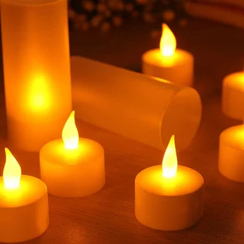 12 Pak LED Flameless Žvakės Elektros Arbata Šviesos Netikrą Liepsna Tealight Namų Dekoro Įkrovimo Žvakė Kalėdų Helovinas Vestuvės