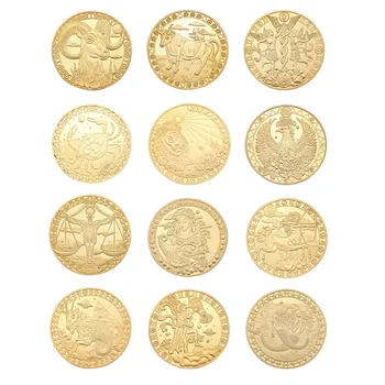 12 Žvaigždynas Monetų Kolekcionieriams Auksą, Padengtą Fizinio Progines Kolekcines Monetos Dovana Monedas Coleccionables monetų kolekcija