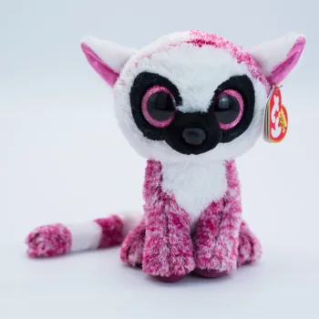 15 cm Ty Doudou Linus blizga blizga akys, rausvos spalvos, veido ledinės lemur lėlės gimtadienio dovana minkštas pliušinis žaislas vaikams