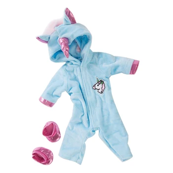 18 Colių Baby Doll Pižama su Batų Komplektus Vienaragis Jumpsuit Puikus