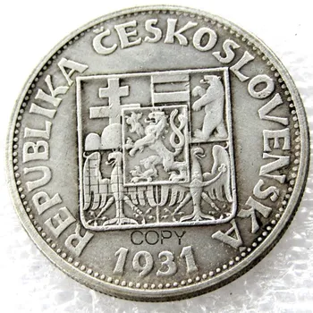 1931 Argento 10 Korun Moneta Cecoslovacchia Republika Ceskoslovenska Sidabro Padengtą Kopijuoti Monetas