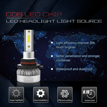1Pair H7 LED Lemputė, priekinis žibintas 110W H1 H8, H9 H11 9005 9012 9-24V 20000LM 6000K Balta Ultra Bright Auto LED Lemputės Vandeniui