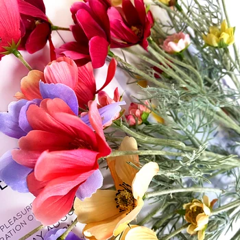 1pc modeliavimas gėlių kosmosas Gesang gėlių, vestuvių dekoravimas nemirtingas gėlių namų puošybai šilko audinio netikrą gėlių žaliųjų augalų