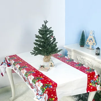1pcs 110X180cm Kalėdinė staltiesė Vakarienę Naujųjų Metų Atspausdintas Stačiakampis PVC Staltiesė Kalėdų Stalo Padengti Papuošimai