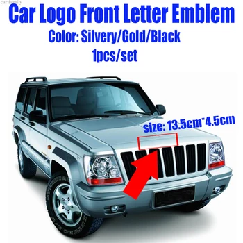 1pcs 13,5 cm x 4.5 cm, Automobilio Logotipas Priekinis Dangtis Galvos Emblema variklio Dangčio Ženklelis Apima Laišką Sivlery/aukso/juoda Cherokee 