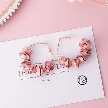 2020 Korėjos Unikalaus Dizaino, Verpalų Rafija Tabaluoti Auskarai Pink Rose Geometrinis Gėlių Pakabukas Auskarai Keli Lašas Auskarai Papuošalai