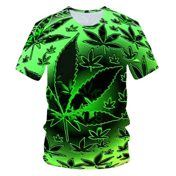 2021 3D atspausdintas piktžolių T-shirt Vyrų ir Moterų Lapų Megztinis Atsitiktinis Marškinėliai, Unisex Gatvės T-shirt