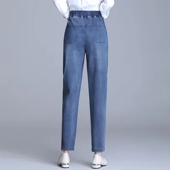 2021 m. Pavasarį, Rudenį Korėja Mados Moterų Aukšto Juosmens Vintage Džinsai Viskas suderinta Atsitiktinis Juodos Džinsinio Haremo Kelnės
