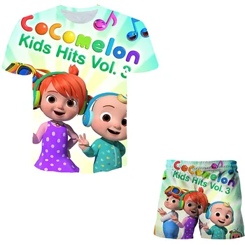 2021 mados naujų vaikų kostiumas serijos trumpas rankovės marškinėliai + šortai 3D spausdinimo animacinių filmų dizaino berniukų ir mergaičių kostiumas vaikams laisvalaikio