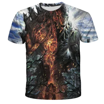 2021 Naujas Godzilla-vs-King Kong Vasaros Vaikų marškinėliai Berniukams, Mergaitėms T-shirt 3D Spausdinimo Įdomu trumpomis Rankovėmis Drabužius, 4-14Y