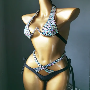 2021 venera atostogų naujas stilius daimond bikini komplektas kalnų krištolas maudymosi kostiumėliai, push up maudymosi paplūdimio kostiumas