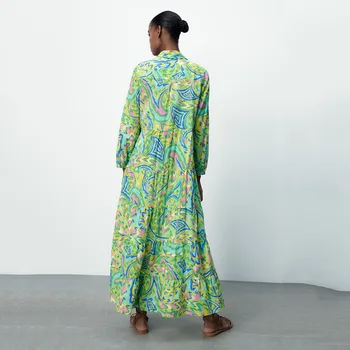 2021 ZA naujas vasaros moterų mados retro ilgomis rankovėmis atspausdintas Paplūdimio suknelė sijonas RA 3238190 3238/190