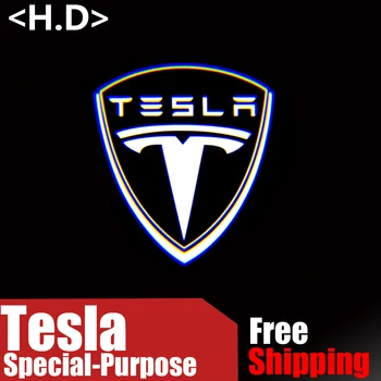 2ps Automobilio LED 3D Logotipas Šešėlis, Šviesos Pasveikinimo Šviesa Nano Dekoratyvinis Signalo Lempa Tesla Modelis 3 Modelis X Modelis S Modelis Y Priedai