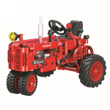302Pcs įrangos pardavimas, biuro įrangos Klasikinė Raudona Miestas Traktoriaus Bloko Komplektas Suderinama Ūkio Transporto priemonės Modelis Pastatas, Mūrinis Žaislas 7070