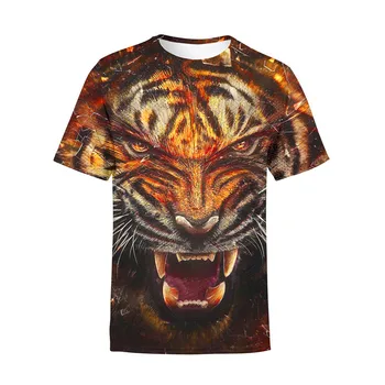 3D Berniukai, gyvūnų tigras harajuku Spausdinti Merginos, Juokingi marškinėliai Kostiumas Vaikams iki 2021 m. vasarą, Drabužiai Vaikams, Drabužiai Kūdikiams Tshirts street