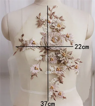 3D Gėlės Rankų darbo Perlai, Krištolas kalnų krištolas Pleistras Vestuvių Suknelė Aplikacijos Priedai
