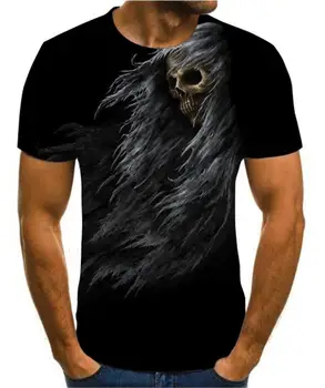 3D Vyrų Atspausdintas T-Shirt Kaukolė Stiliaus trumpomis Rankovėmis Siaubo Kaukolė Vasaros Laisvalaikio T-Shirt Kvėpuojantis Palaidinukė XXS-6XL
