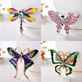 4 Dizaino Vabzdžių Drugelis Dragonfly Sages Moterims Smeigtukai Išskirtinį Metalo Emalio Vaikai Mergina Šalies Maišas Kailis Suknelė, Papuošalai, Dovanos