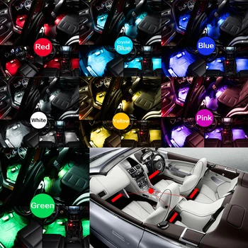 4pcs Automobilio LED RGB Interjero Atmosferą Juostelės Šviesos Auto lempos kia ceed rio 3 4 sportage 4 cerato sorento picanto optima sėklos