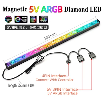 4pin RGB ARGB 5V 3PIN LED Juostelės Spalvinga Šviesos Kompiuterio Atveju Važiuoklės Diy Lempa, Magnetinės Juostos