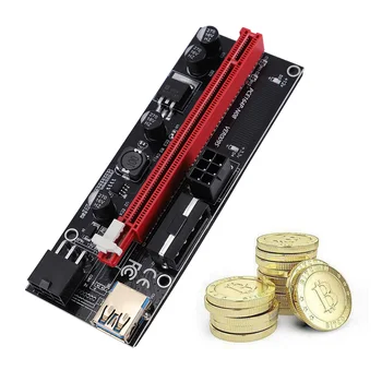 5/6/10vnt VER009 1x iki 16x PCI Express PCIE PCI-E Riser Card 009S Extender 60cm USB 3.0 Kabelis SATA į 6Pin BTC Kasybos Miner