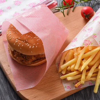 50 x Hamburger Duona vaškinio Popieriaus Maisto Vienkartiniai Sandwich Įvynioti Kepimo vaškinio Popieriaus