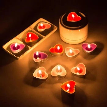 50Pcs/box Meilė Širdies Formos Tealight Žvakės, Kaljanų Maža Žvakė Valentino Dieną Išpažinties Pasiūlymą KTV Apdaila