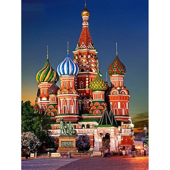 5D Diamond Tapybos kvadratiniu/Apvalus Maskvos Bažnyčios Diamond Mozaikos kalnų krištolas Nuotrauką Siuvinėjimo Pardavimui, Namų Dekoro Lašas Laivas