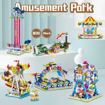 6 Tipas kalnelius Micro Blokai Mini Plytų Pramogų Parkas Draugais Miestas Srteet peržiūrėti Žaislai Vaikams Dovanų