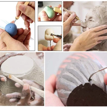 61PCS Keramikos Molio Įrankiai Nustatyti Polimero Molis Įrankiai, Keramikos Įrankių Rinkinį Mediniame Keramikos Skulptūrų Molio Valymo Įrankių Rinkinys įrankis skulptūra