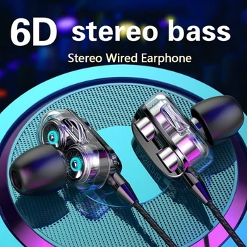 6D In-Ear Stereo Didelis Bass Ausinės Ausyje 3.5 MM Laidinio Ausines Metalo HIFI Ausinės Su MIC Už Xiaomi 