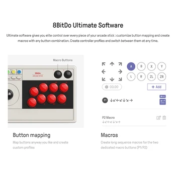 8BitDo Arcade Stick pro Langą Jungiklis su Tinkinti Mygtuką Žemėlapių ir Kurti Makrokomandas Ultimate Programinė įranga