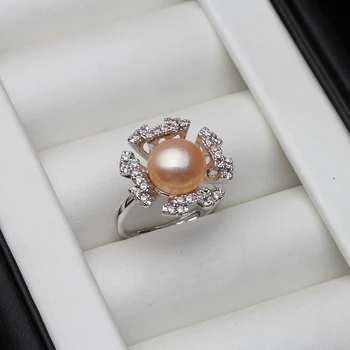925 Sidabro Žiedai Natūralių Gėlavandenių Perlų Moterų Paprastos Konstrukcijos Fine Jewelry Nuotakos Vestuvių, Sužadėtuvių Perlų Žiedas Priedų
