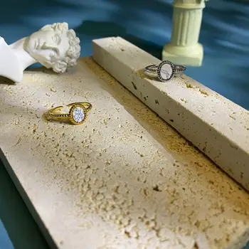 925 Sterlingas Sidabro Naujas Paprastas Dizainas Kinijos Akmens Aukso Spalvos Žiedų Šviesą Nelaimę Atidarymo Rankų Darbo Žiedas Mados Fine Jewelry
