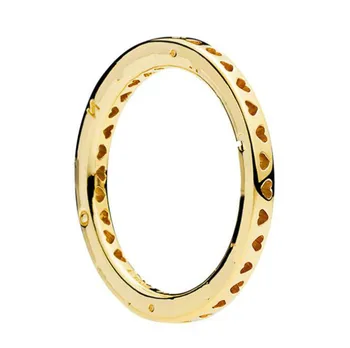925 Sterlingas Sidabro visos Aukso Žiedas ant kitos Širdis Žiedai Moterims Vestuves Dovanų Fine Jewelry