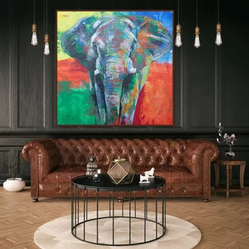 Abstrakti aliejaus tapybai spalvinga dramblys spausdinti ant drobės sienų tapybos abstraktaus meno gyvūnų nuotraukos drobės namų puošybai