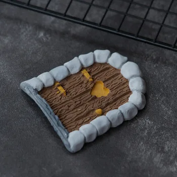 Akmens Medinės Durys Formos Silikono Formos Sugarcraft Minkštas Tortas Dekoravimo Šokolado 3D Mielas Mielas Fėja Uodegos Medienos Formos, Liejimo formos