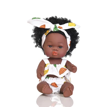 Amerikos Atgimsta Juoda Lėlė 35cm Afrikos Atgimsta Lėlė Mergaitė Rankų darbo Silikono Minkštas Kūdikio Vonios Žaislas Žaisti Vaikų Žaislas Kalėdų Dovana