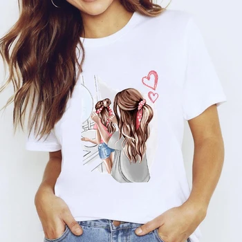 Animacinių filmų Laiminga Mama, Mama Berniukų Meilė Drabužiai, Spausdinimo Lady Graphic T Shirt Ladies Moterų Tee Marškinėliai T-shirts Top Moterims