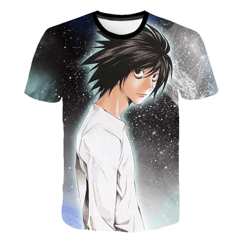 , Anime Death Note, 3D Print T-shirt Vyrai Moterys Animacinių filmų Vasaros Mados Atsitiktinis trumpomis Rankovėmis T Marškinėliai Madinga Streetwear Unisex Marškinėliai
